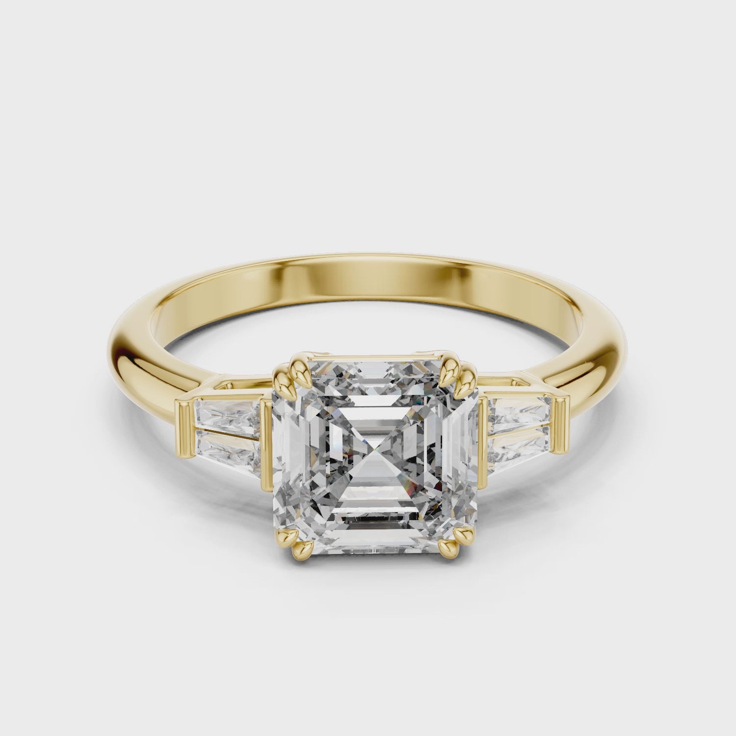 Asscher Cut Lab Grown Diamond Three-Stone Ring