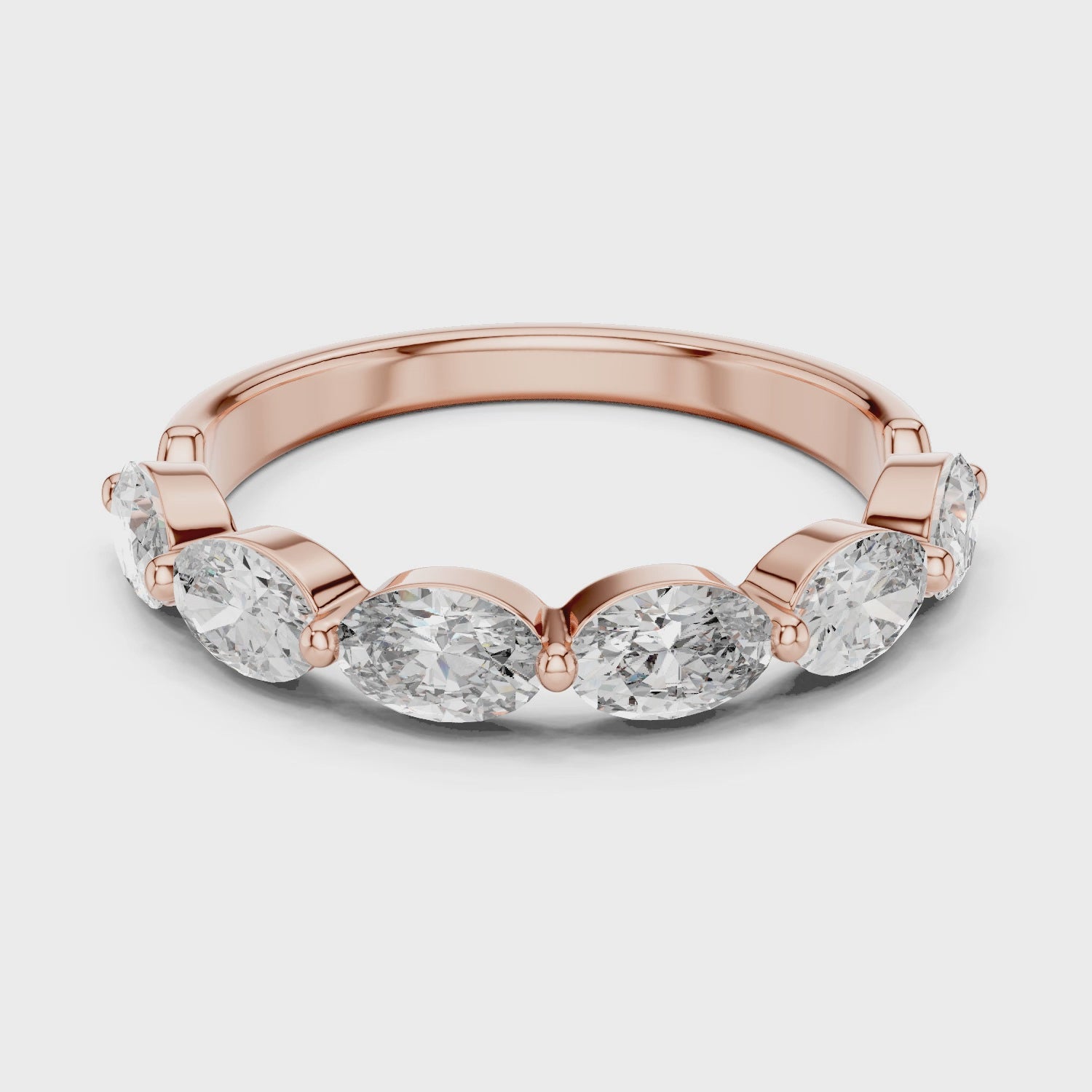 Oval Lab Grown Diamond Half Eternity Band